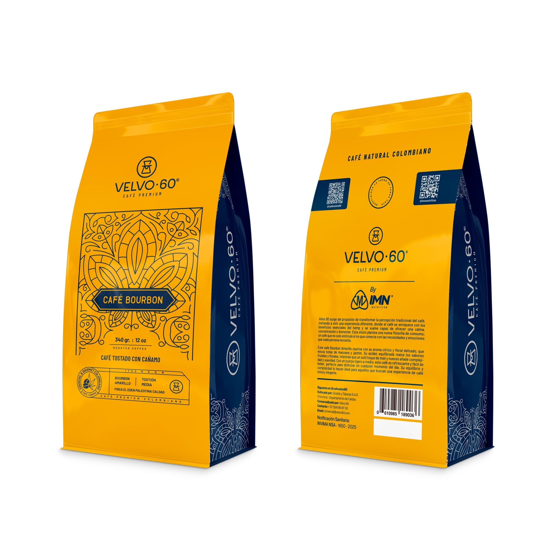 Café Bourbon Velvo·60 - frente y reverso