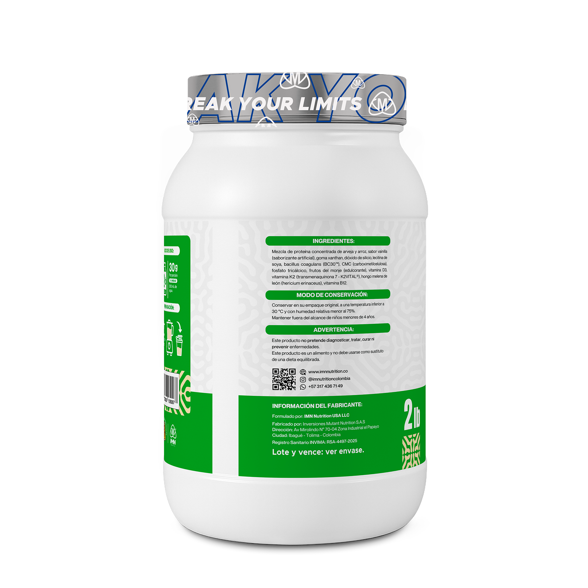 Go Vegan Protein IMN 2Lb - proteína vegetal sin lactosa - IMN Nutrition - vista 2