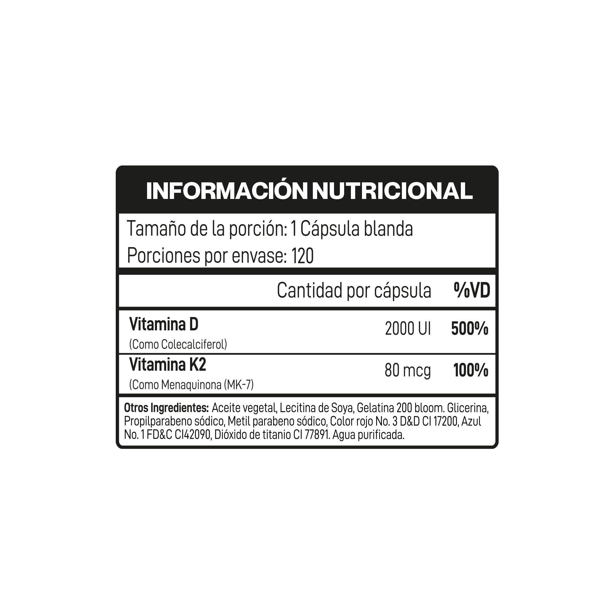 Vitamina D y K2 IMN - 120 cápsulas - Suplemento dietario INVIMA - vista 4