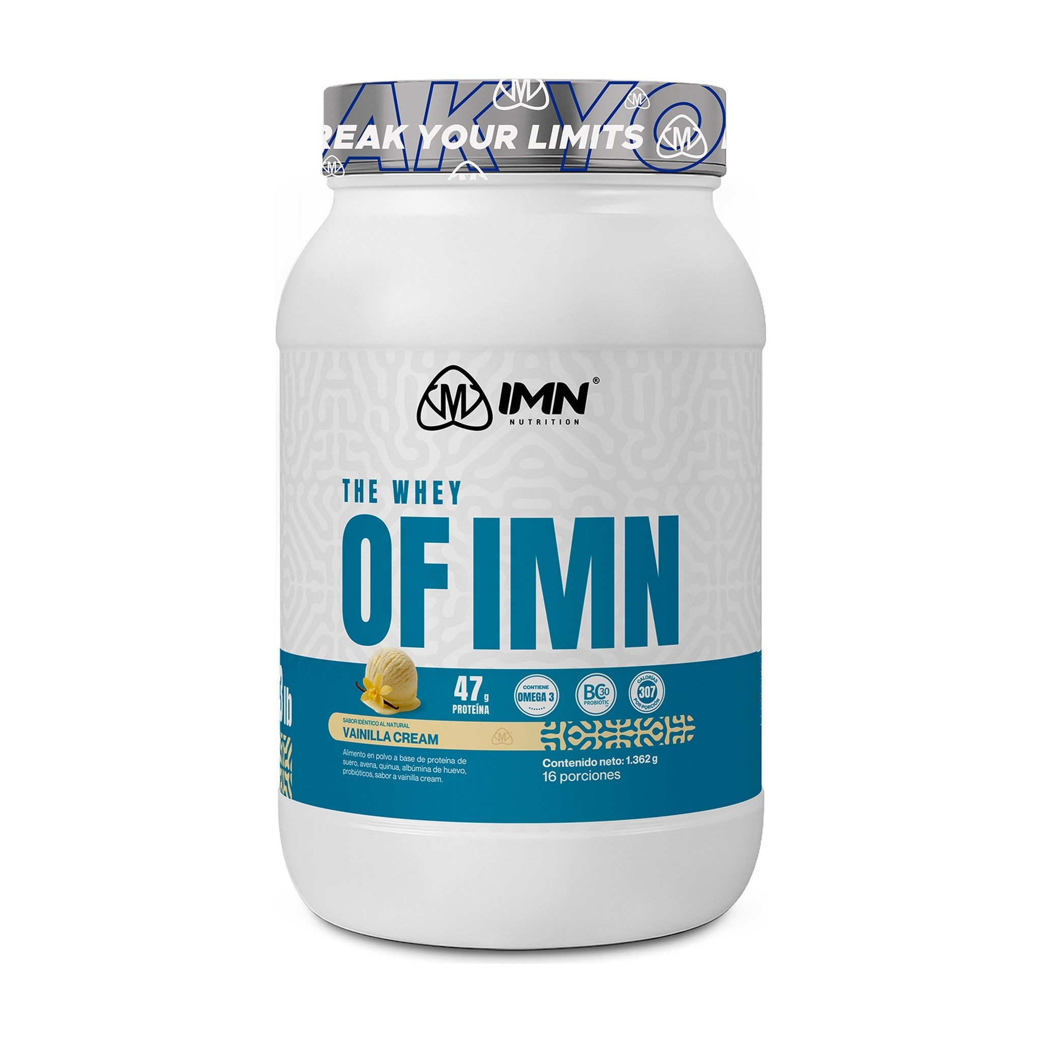 The Whey of IMN 3lb Vanilla Cream · 47g proteína · 16 porciones